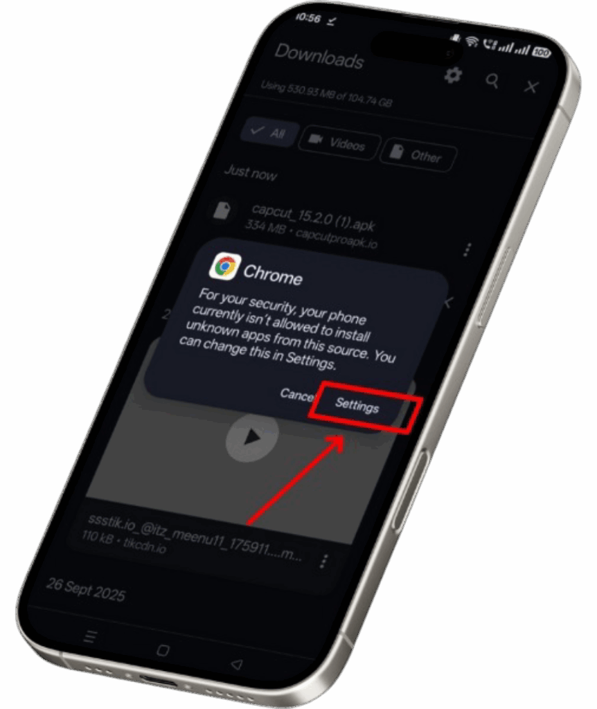 CapCut Pro APK 24 Mobile Setting